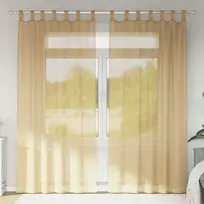 Voile užuolaidos su strypų kišenėmis, 2vnt., smėlio spalvos