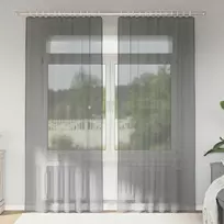 Voile užuolaidos su kilpomis, 2vnt., tamsiai pilkas, 140x225cm
