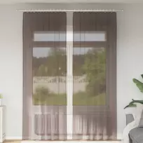 Voile užuolaidos su viršutine dalimi, 2vnt., rudos spalvos