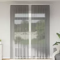 Voile užuolaidos su kilpomis, 2vnt., tamsiai pilkas, 140x260cm