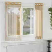 Voile užuolaidos su įvorėmis, 2vnt., smėlio spalvos
