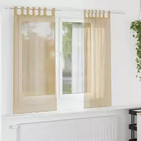 Voile užuolaidos su strypų kišenėmis, 2vnt., smėlio spalvos