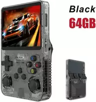 Attack Shark Retro žaidimų konsolė: R36S „Linux“ sistema, 3,5 colių IPS ekranas - juoda-64G