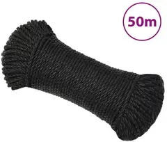 Darbo virvė, juodos spalvos, 3mm, 50m, polipropilenas