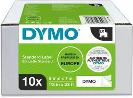 DYMO S0720680 D1 Juostelė 9mm x 7m (balta / juodas šifras) - 10 vnt.