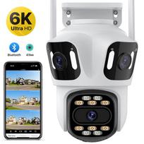 Trijų objektyvų PTZ IP kamera lauko 6K HD trijų ekranų WiFi apsaugos kamera automatinis sekimas 4K dviejų lęšių belaidė CCTV kamera iCsee 4K Camera