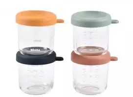 BEABA 4 VNT. STIKLINIŲ INDELIŲ RINKINYS (4 VNT. PO 250 ML), SUNRISE