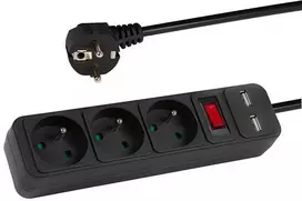 Blow DAUGIALIZDIS LAIDO ILGIKLIS PR-1.5M-3G-SW/USB/B (3 LIZDAI + 2 USB) 1.3 m
