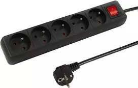 Blow PR-570WSP 5 lizdų maitinimo ilgintuvas su įžeminimu + jungiklis 3m juodas (3x1.5mm)