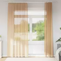 Voile užuolaidos su kilpomis, 2vnt., smėlio spalvos, 140x245cm