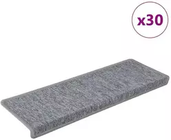 Laiptų kilimėliai, 30 vnt., 65x21x4 cm, šviesiai pilki, stačiakampiai kraštai