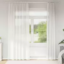 Voile užuolaidos su kilpomis, 2vnt., baltos spalvos, 140x225cm