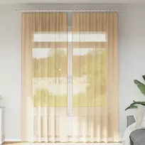 Voile užuolaidos su kilpomis, 2vnt., smėlio spalvos, 140x260cm