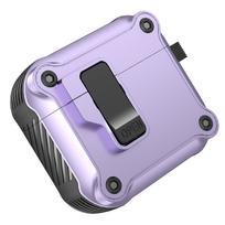 Secure Lock Case For AirPods 4 with Active Noise Cancellation with Keychain Shockproof Protective Cover violetinė