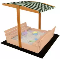 Baldakimas vaikams medinė smėlio dėžė Baby Mix 120x120 cm žalia ir balta