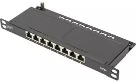 DIGITUS Cat.6A Slim Patch Panel, gesch.,8-Port, 0,5 HE, 10