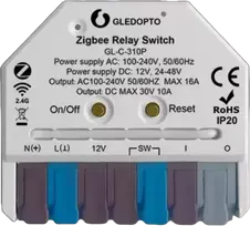 GLEDOPTO GL-C-310P ZigBee 3.0 + 2.4GHz RF relė (AC, DC, sausas kontaktas)