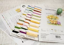 LetiStitch luca S (D) Trys viščiukai su narcizais ir kiaušiniu 15x18,5cm SLETIL8059