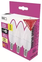 CLASSIC LED lemputė EMOS Lighting E14, 220-240V, 4.2W, 470lm, 2700k, šiltai balta, 30000h, klasikinė žvakė 102x35x35mm-3vnt. pakuotė