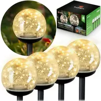 Saulės energija varomos lempos, skaidrūs rutuliai, 4 vnt. „Ilumen LS-103“