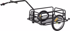 HOMCOM Dviračių priekaba, 40 kg keliamoji galia, transportavimo priekaba su sulankstomu sukabinimo įtaisu, juoda, 155x71,5x77 cm