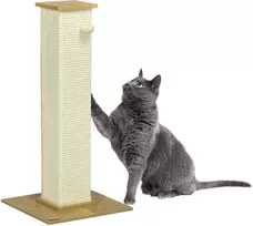 PawHut draskyklė 80 cm aukščio draskyklė su kamuoliuku, sizalio virvės draskyklė, draskymo lenta, ąžuolo+kreminės baltos spalvos, skirta katėms