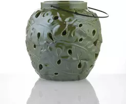 Myhome Keraminis žibintas Tropic 18 x 18 x 18 cm žalia MANO NAMAI
