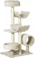"PawHut" kačių laipiojimo medis su žaislų tuneliu, smėlio spalvos, L50xŠ40xH105 cm
