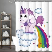 Pony Pauli Stars and Clouds Toilet Paper Fun Shower Curtain, Bathroom Decorative Shower Curtain, Waterproof Shower Curtain with 90*180cm