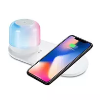 Garso kolonėlė su RGB apšvietimu ir belaidžiu telefono įkrovikliu