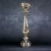 Eurofirany Šampano spalvos stiklinis žvakidė su LED lemputėmis, dekoratyvinė Kalėdų stalo puošmena, 11 cm x 41 cm apšviestas žvakidė, šventinė namų dekoracija, stalo dekoras