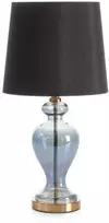 Eurofirany Dekoratyvinė pastatoma lempa, juodas poliesterio gaubtas su auksiniu stiklo ir metalo pagrindu, 48 cm aukštis, glamour ir moderniam interjerui, stilingas stalinis šviestuvas