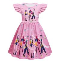 Demon Kpop Hunters Elsa Princess Dress Polyester Material Elegant Girls Design 100cm raudona