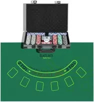 SPORTNOW pokerio dėklas pokerio rinkinys, pilnas pokerio rinkinys su 400 žetonų, 11,5 g, 2 kortų pakuotėmis, 5 kauliukais, dalintojo disku, žaidimo kilimėliu, aliuminio dėklu