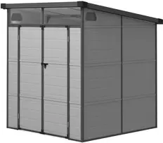 Outsunny plastikinis sodo namelis 3,24 m³, 190x191x215 cm, su vienšlaičiu stogu, rakinamomis durimis, atsparus oro sąlygoms, sodo sandėliukas, ūkinis pastatas kiemui, šviesiai pilkas