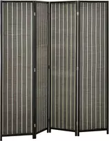 HOMCOM 4 dalių bambukinė širma 180 x 180 cm, sulankstoma kambario pertvara, ruda