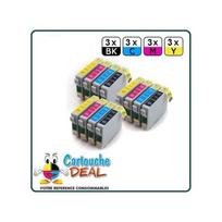 EPSON T0715 : Lot 12 cartridges compatible Stylus BX300F BX310FN BX610FW D120 D120 Pro D78 D92 - T0711 T0712 T0713 T0714