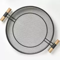 Metalinis padėklas su rankenomis, tinklelio struktūra, Ø 48 cm, juodas, ZELLER