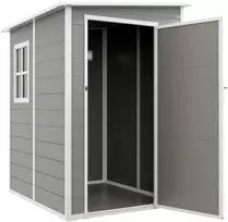 Outsunny sodo namelis, 1,54 m³, su vienšlaičiu stogu, 122 x 149 x 192/177 cm, rakinamas sandėliukas su langais, dviračių garažas, aliumininė sodo spinta, skirta kiemui, sodui, pilkos spalvos