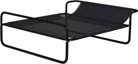 "PawHut Dog Lounger Outdoor", paaukštintas šuns gultas su orui pralaidžiu tinkliniu užvalkalu, gultas mažiems ir vidutinio dydžio šunims, juodas 91 x 69 x 29 cm