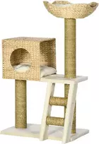 "PawHut" draskyklė 100,5 cm， Kačių medis su kačių urvu, lova, laiptai, kačių draskyklė su sizalio draskyklėmis, pagalvėle, iki 4,5kg, gamta