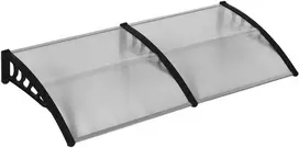 "Outsunny" stogelis lauko durims 200 x 96 x 27 cm stogelis su apsauga nuo UV spindulių, apsauga nuo lietaus, apsauga nuo saulės lauke, aliuminis, juodas