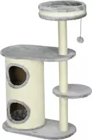 "PawHut" draskyklė, 100 cm, laipiojimo medis su draskykle, kačių draskyklė, kačių medis su guoliu, pagalvėle ir kamuoliuku, kačių baldai katėms iki 5kg, pliušinis, pilkas