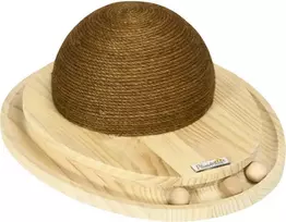PawHut Interaktyvus žaislas katėms "2-in-1" su draskymo lenta ir kamuoliukų taku, džiutas, pušies mediena, gamta+kava, 39,5x32,5x14,5 cm