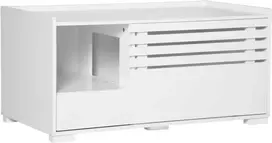 PawHut kačių spintelė kačių tualetui, kačių namelis su magnetinėmis durelėmis, šoninio staliuko dizainas, MDF, balta