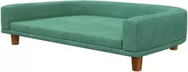 PawHut sofa šunims Patogi sofa su pagalvėle, idealiai tinka dideliems šunims, paaukštinta konstrukcija, medinės kojos, žalia, 98x67x25cm