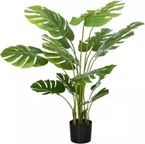 HOMCOM Dirbtinė monstera 120 cm dirbtinis augalas su vazonu ir PE samanomis, apgaulingai tikras, skirtas svetainei, žalias