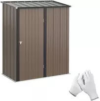 Outsunny sodo namelis su vienšlaičiu stogu 1,34 m², metalinis sodo namelis, įrankių pašiūrė, cinkuotas plienas, rudas, 161,5 x 94,5 x 196 cm