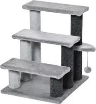 "PawHut Pet" laiptai katėms "Cat Tree" 3 pakopų laiptai katėms Laiptai šunims Medžio drožlių plokštės pliušinis džiutas pilka 45x40x48cm