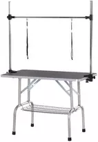 PawHut kirpimo stalas gyvūnams, šunų priežiūros stalas su krepšiu, reguliuojamo aukščio, sulankstomas, nerūdijantis plienas, metalas, juodas, 107 x 60 x 170 cm
